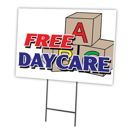 Signmission Free Daycare Yard Sign & Stake outdoor plastic coroplast window, C-1216-DS-Free Daycare C-1216-DS-Free Daycare
